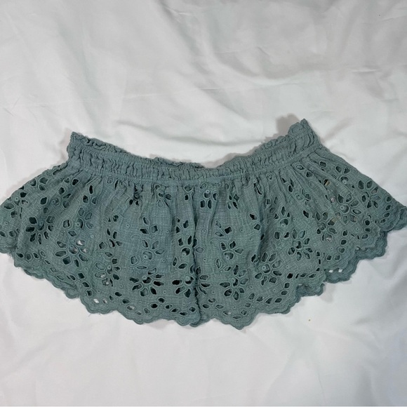 Free People Light Blue Lace Crop Top - Picture 2 of 7